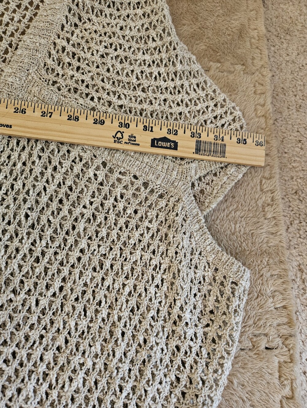 Eileen Fisher Light Beige relaxed Open-Knit Women's Shawl Sweater Sz XL - Picture 5 of 10